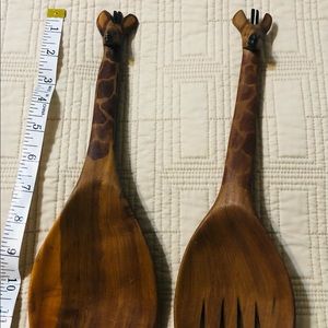 Vintage wood whimsical salad servers